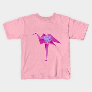 Origami Pink Flamingo Kids T-Shirt